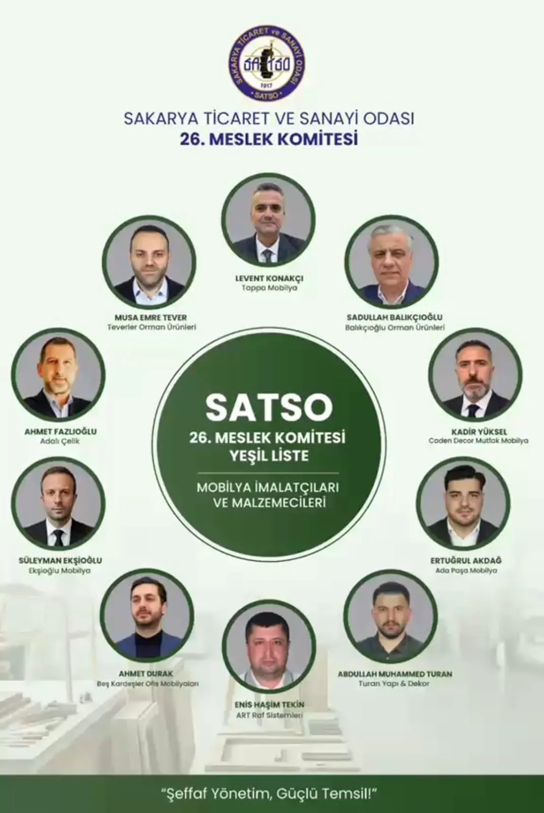 SATSO 26. Meslek Komitesi’nde Levent Konakçı ve Yeşil Liste’den güçlü temsil hedefi